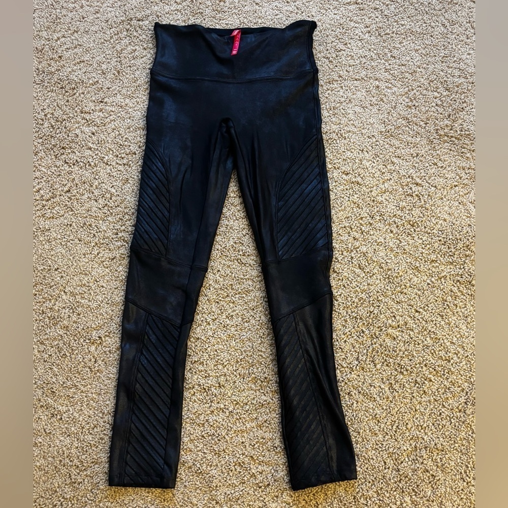 Spanx Faux Leather Moto Leggings | Size Small